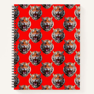 Carnet Conception de motif tête de tigre rouge