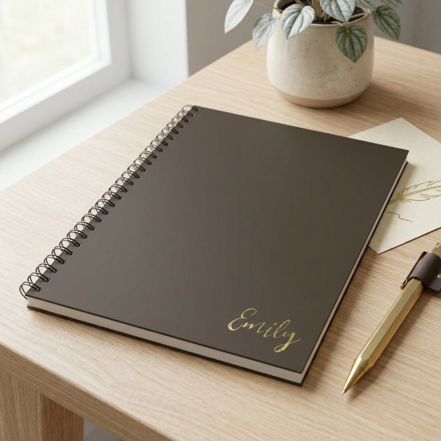 Carnet Conception de nom de script doré marron minimalist (Créateur téléchargé)
