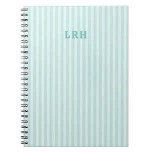Carnet Conception de rayures bleues à motif de monogramme