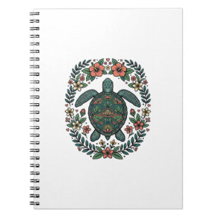 Carnet Conception de vecteur floral de tortue de mer vint
