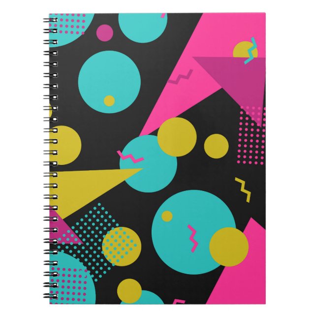 Carnet Conception géométrique Memphis des années 80 rétro (Devant)