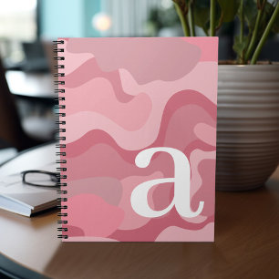 Carnet Conception minimale avec grande ligne rose Monogra