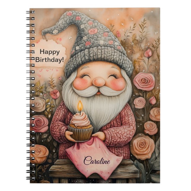 Carnet Conception personnalisable Gnome Anniversaire (Devant)