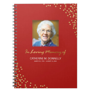 Carnet Condolence funéraire en or rouge   Mémorial photo