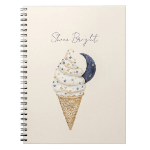 Carnet Cône de glace Gold Blue Stars Moon  
