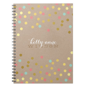 Carnet CONFETTI GLAMOROUS mignon tache d'or corail menthe
