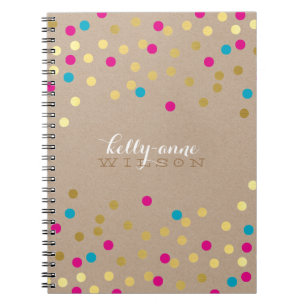 Carnet CONFETTI GLAMOROUS mignon tache or rose aquat kraf