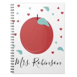 Carnet Confettis de pomme mignons nom de l'enseignant