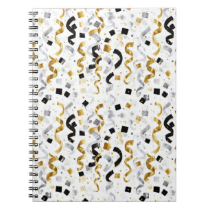 Carnet Confettis noir argent or