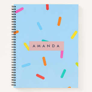 Carnet Confettis Personnalisés Bleu Ciel avec des Paillet