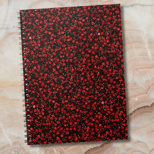 Carnet Confettis rouges élégants sur fond noir pailleté