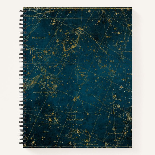 Carnet constellation de carte étoile céleste galaxie doré (Devant)