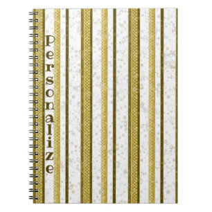 Carnet Contemporain Brun Doré Rayures Unique Personnalisé