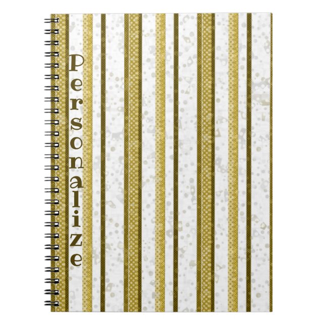Carnet Contemporain Brun Doré Rayures Unique Personnalise (Devant)