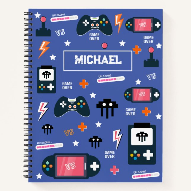 Carnet Contrôleurs de jeux vidéo motif de fête gamer pers (Devant)