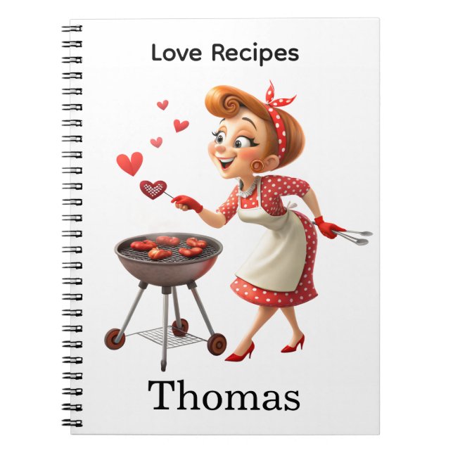 Carnet Cooking Love Red Hearts Recipe Spiral Notebook  (Devant)
