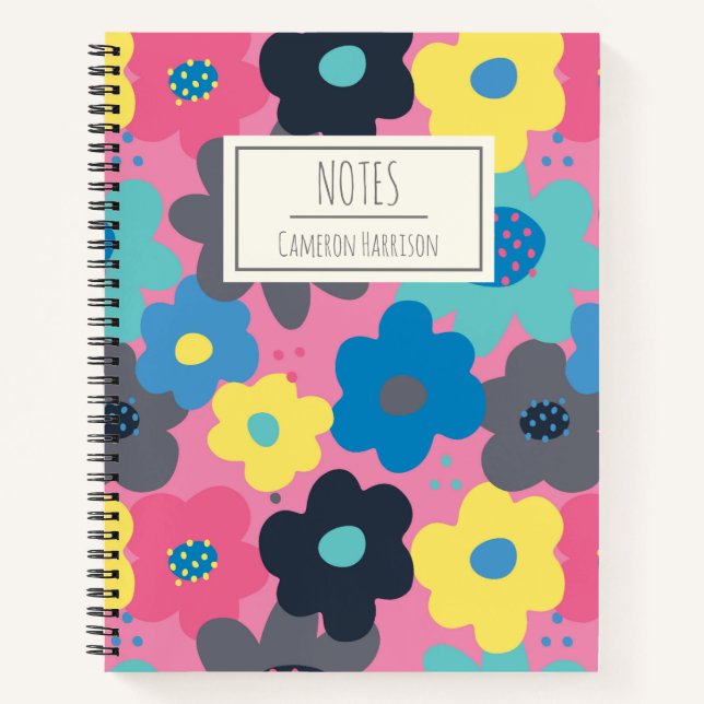 Carnet Cool coloré Abstrait 60s Hippie modèle floral (Devant)