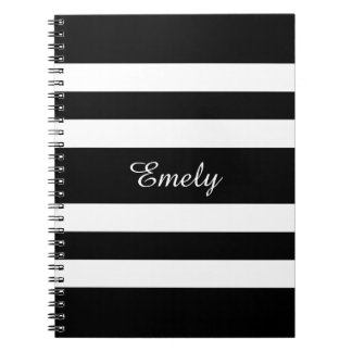 Carnet Cool Grandes Noir Et Blanc Motif Nom Personnel