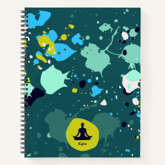 Carnet Cool Green Paint Splatt Nom Yoga Exercice Noteb