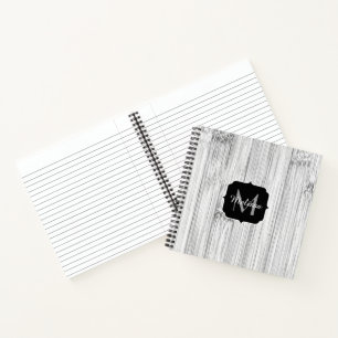 Carnet Cool gris imprimé bois de bambou Monogramme