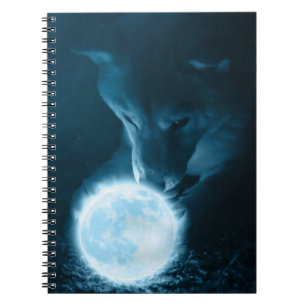 Carnet Cool Imaginaire Mystique Loup Tenant La Lune