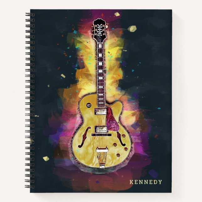 Carnet Cool personnalisé Funky Abstrait Guitare Art (Devant)