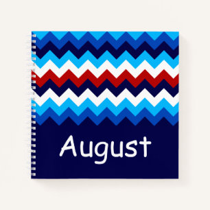 Carnet Cool Rouge Blanc Bleu Chevrons Personnalisé Petit 
