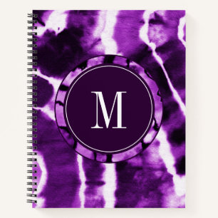 Carnet Cool royal violet Boho Tie Dye Aquarelle Monogramm