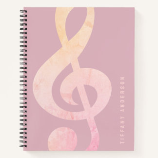 Carnet Cool Rustic Pink Grunge Music Art Monogramme Nom
