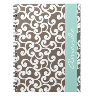 Carnet Copie décorée d'un monogramme d'éléments de mo