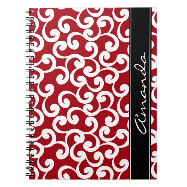 Carnet Copie décorée d'un monogramme d'éléments de rouge (Devant)