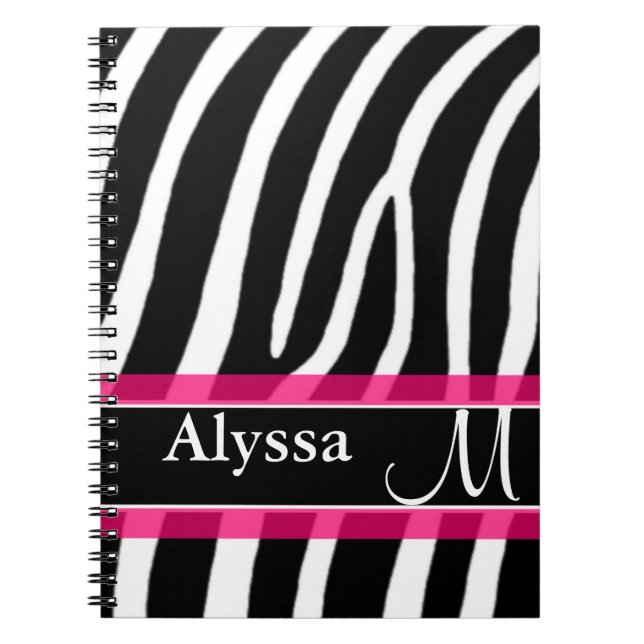 Carnet Copie rose de zèbre personnalisée (Devant)
