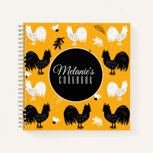 Carnet Coqs Dessinés à la Main Motif Floral de Ferme