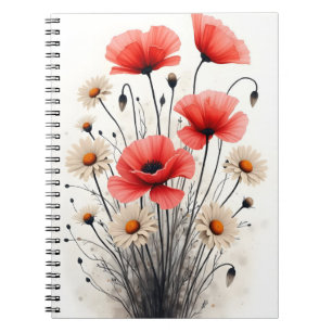Carnet Coquelicots et pâquerettes - Fleurs aquarelle