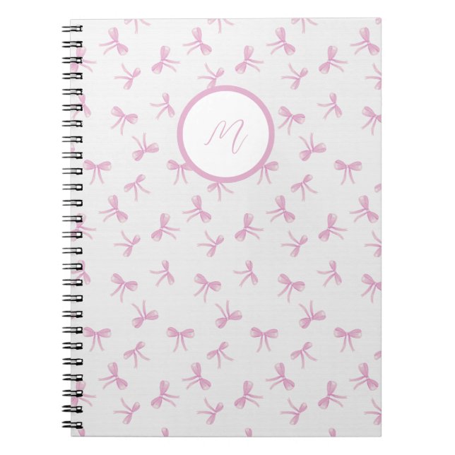 Carnet Coquette à frilage personnalisée Couleur rose Bow (Devant)