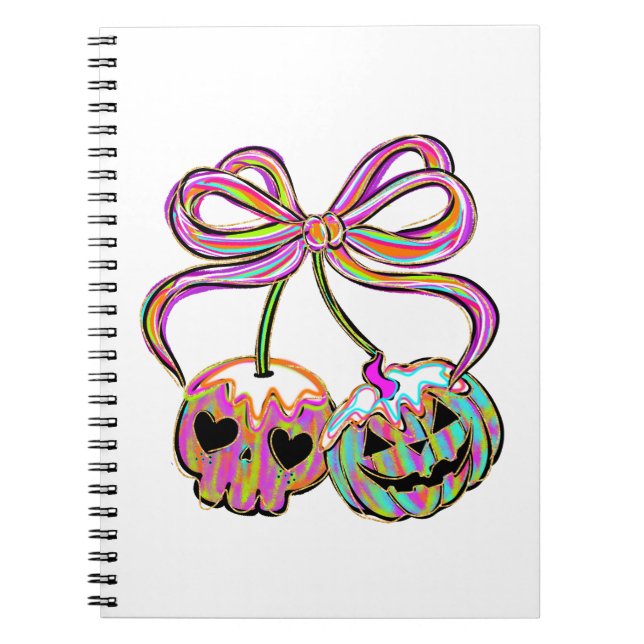 Carnet Coquette Citrouille cerises Halloween (Devant)