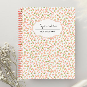 Carnet Coquette Florale Orange personnalisée Spirale pers