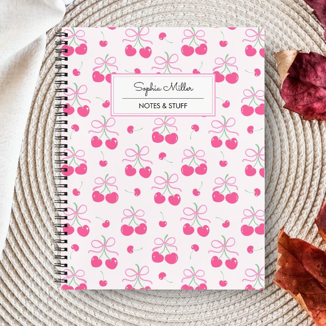 Carnet Coquette rose cerise avec arcs Monogramme (Créateur téléchargé)