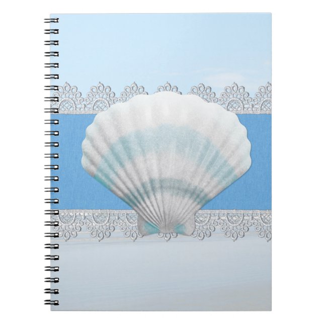 Carnet Coquillage et dentelle bleus mous (Devant)