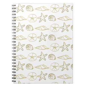 Carnet Coquilles de mer aspect feuille d'or chic plage él
