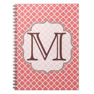 Carnet Corail Quaterfoil Latti Monogramme Note initiale