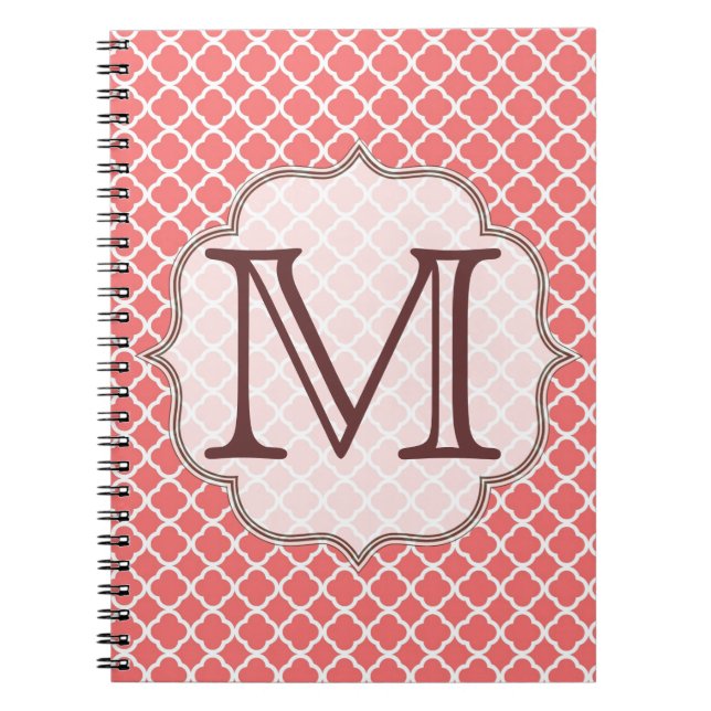 Carnet Corail Quaterfoil Latti Monogramme Note initiale (Devant)
