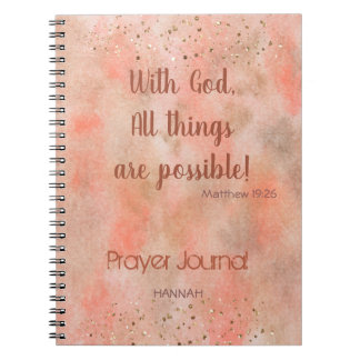 Carnet Coral Gold Mist Bible Verse Prière personnalisée