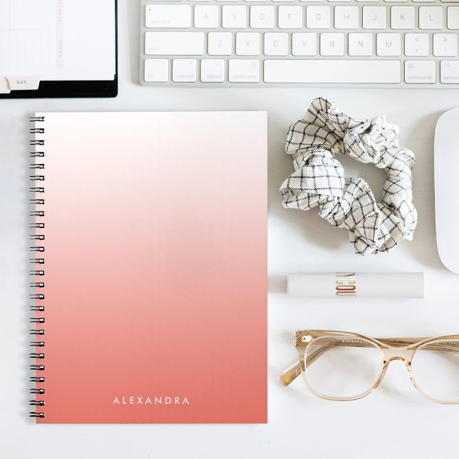 Carnet Coral Ombre Gradient Personnalisé (Créateur téléchargé)