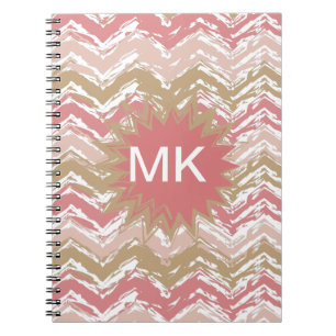 Carnet Coral Spice Scribble ZigZag Chevron Motif