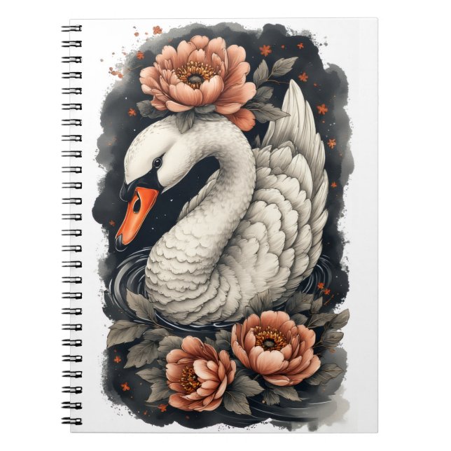 Carnet "Coral Swan" Floral Art Spiral Notebook (Devant)