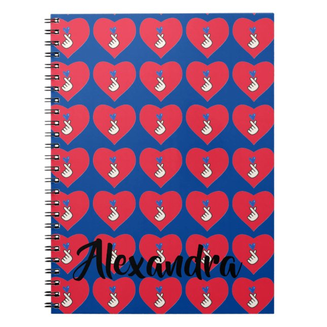 Carnet Corée Kpop Red Blue Hand Heart School (Devant)