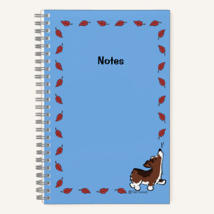 Carnet Corgi avec Feuille - Bleu -
