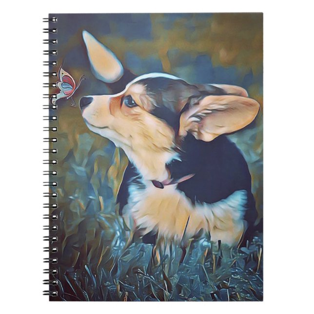 Carnet Corgi avec le papillon (Devant)