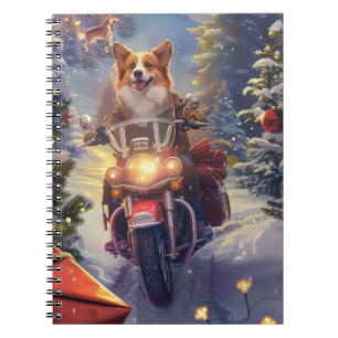 Carnet Corgi Chien équitation Moto Noël
